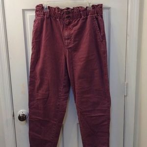Purple mauve elastic waist paper bag waist pants size 14